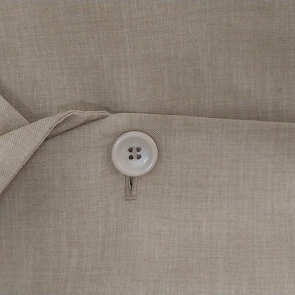 NINE WEST Pant Suit Wide Straight Leg CAMEL One Lapel Ruffle Classy Lady Size 8 - Picture 13 of 16